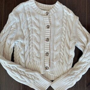 Abercrombie & Fitch Cream Cable Knit Cardigan